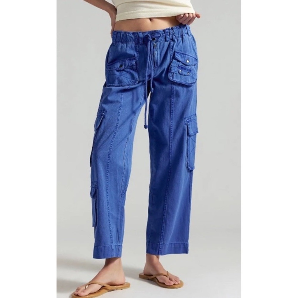 Free People We The Free Tahiti Pull On Cargo Pants Blue Size Medium
